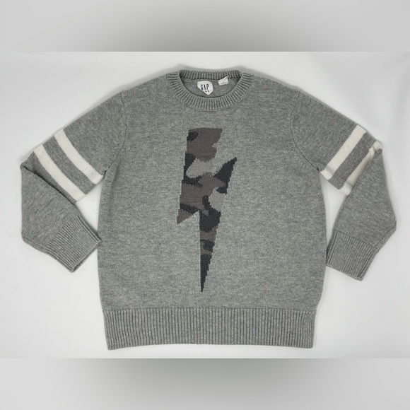 GAP KIDS: Gray, Lightning Bolt (in camo pattern) Sweater, Size XS (4-5 Y) - Picture 1 of 5